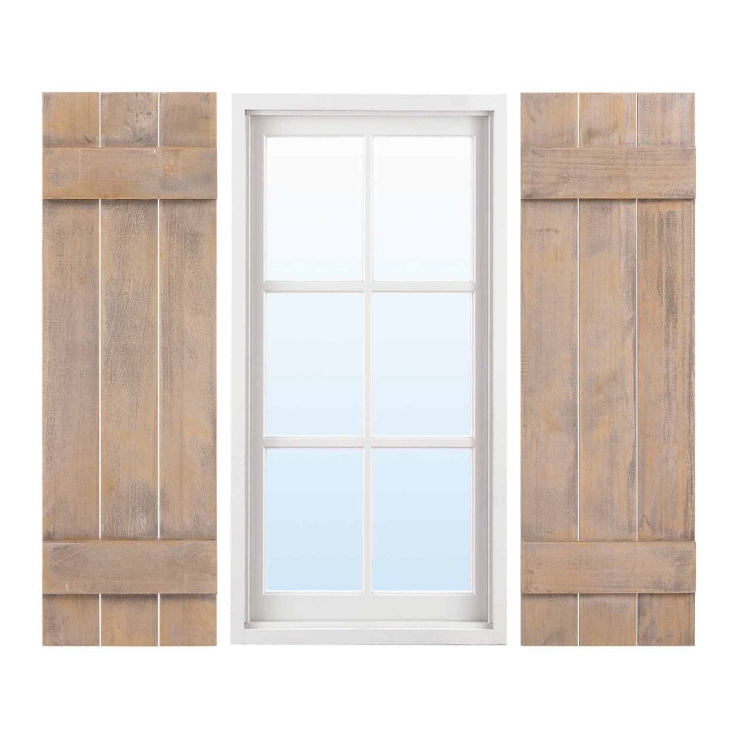 Costway Window Shutter Set of 2 Reclaimed Paulownia Wood Wall Decor with Antiqued Surface