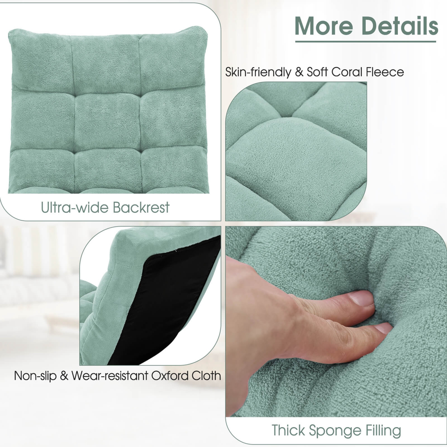 Costway Adjustable 14-Position Floor Chair Folding Lazy Gaming Sofa Chair Cushioned New