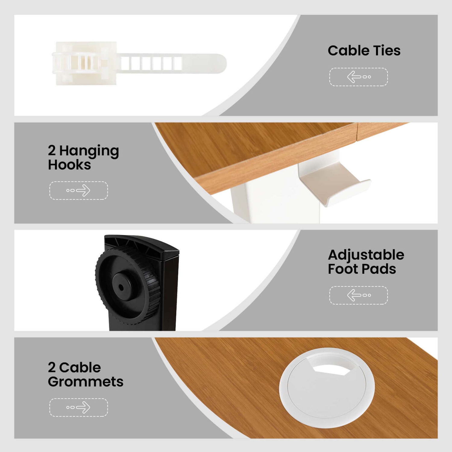 Costway 55" x 24" Electric Standing Desk with 3 Memory Height Settings 2 Hanging Hooks