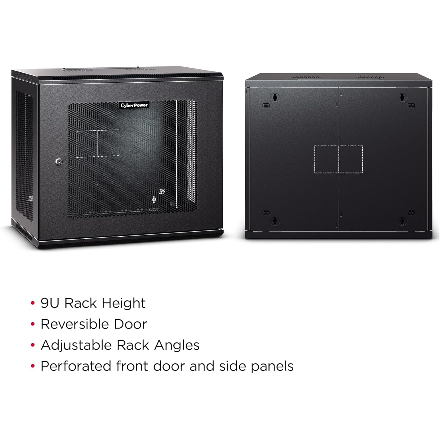 CyberPower Carbon CR9U61003 9U Wall Mount Rack Enclosure, Black