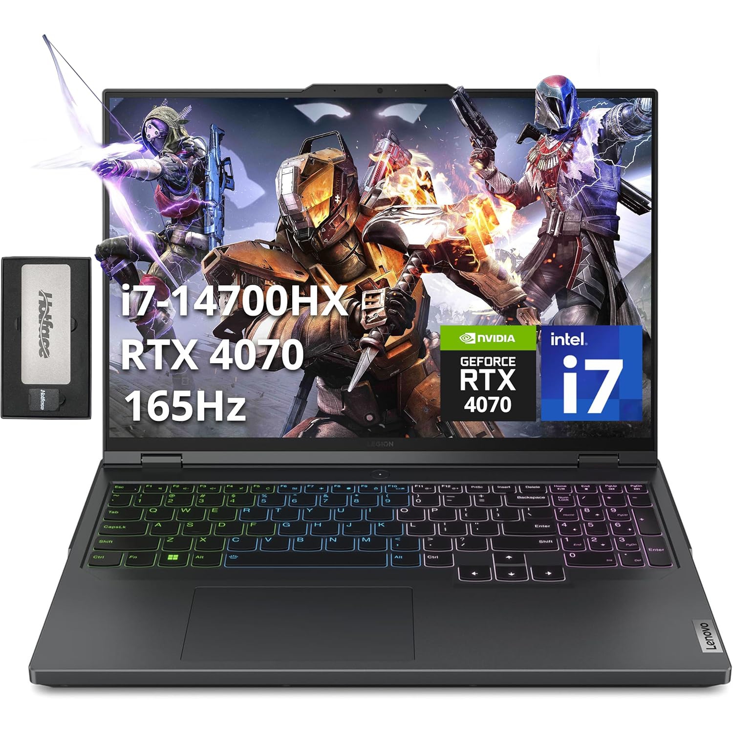 Lenovo Legion Pro 5i 16" WQXGA 165Hz Gaming Laptop, Intel i7-14700HX, 1TB SSD, 16GB DDR5, NVIDIA GeForce RTX 4070, Backlit Keyboard, Win 11 Pro, Gray, 256GB Docking Station Set