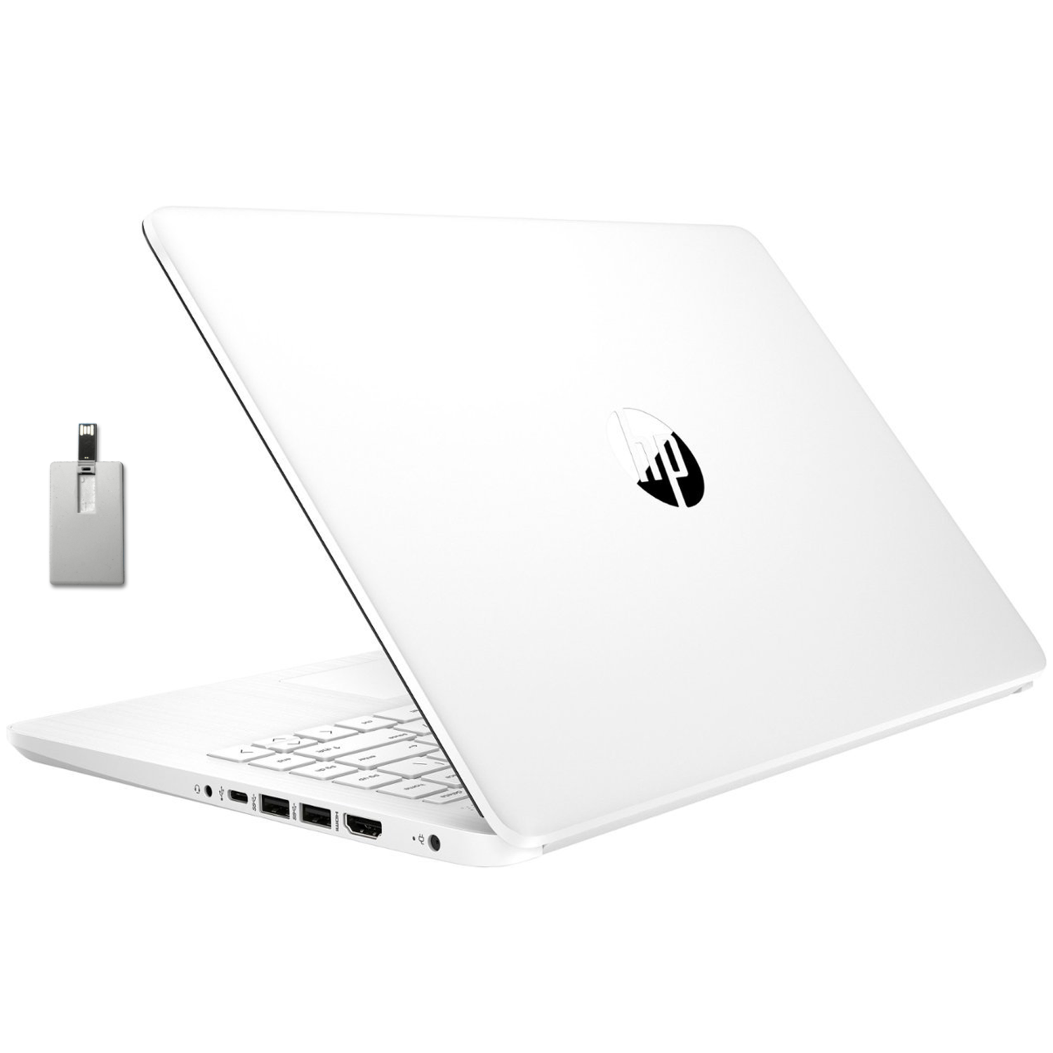 HP Premium Stream 14" HD BrightView Laptop, Intel Celeron N4120, 4GB RAM, 64GB eMMC, Intel UHD Graphics, Win 11s, White, 32GB Hotface USB Card