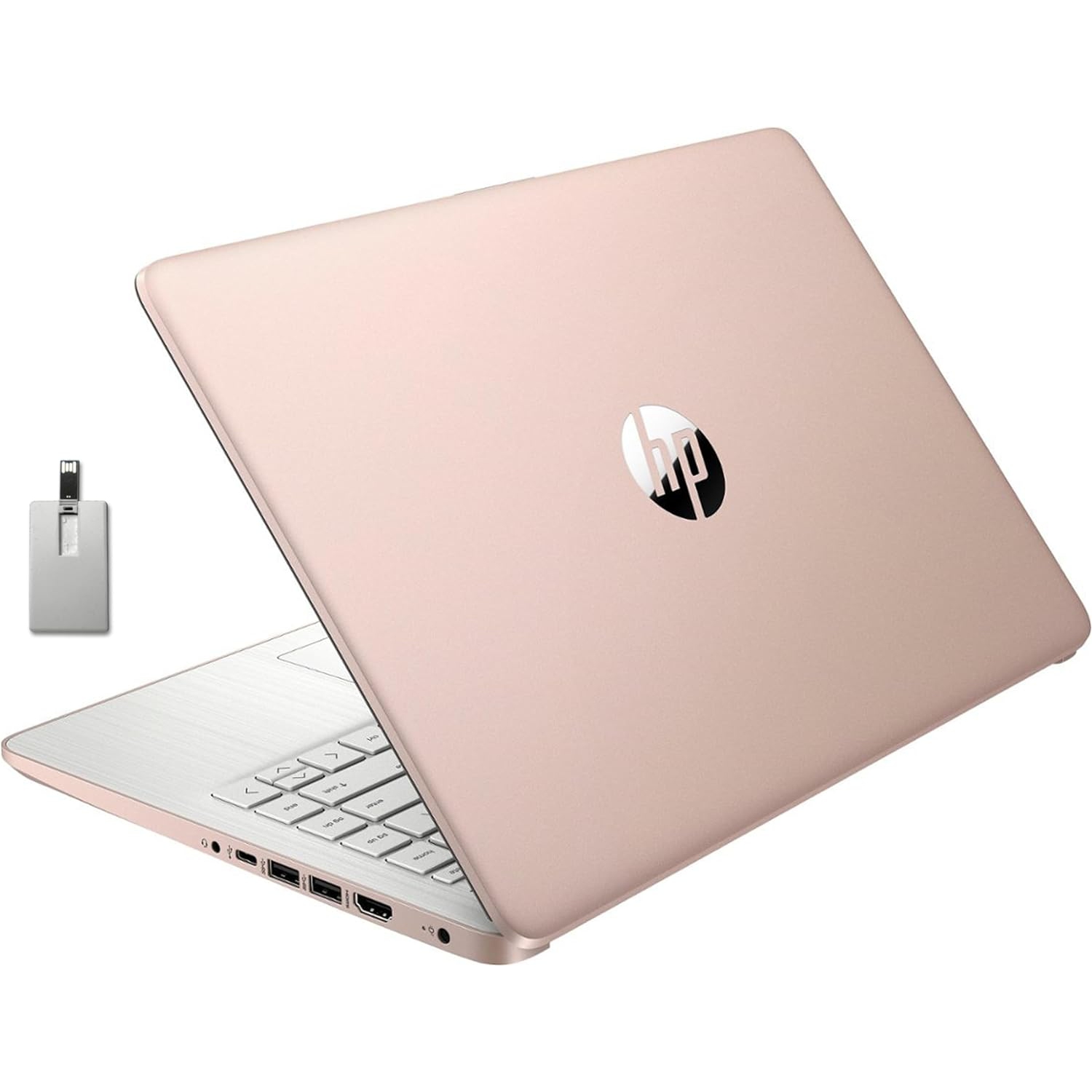 HP Premium Stream 14" HD BrightView Laptop, Intel Celeron N4120, 64GB eMMC, 16GB RAM Storage, UHD Graphics, HD Webcam, 1 Year Office 365, Win 11s, Gold, 32GB Hotface USB Card