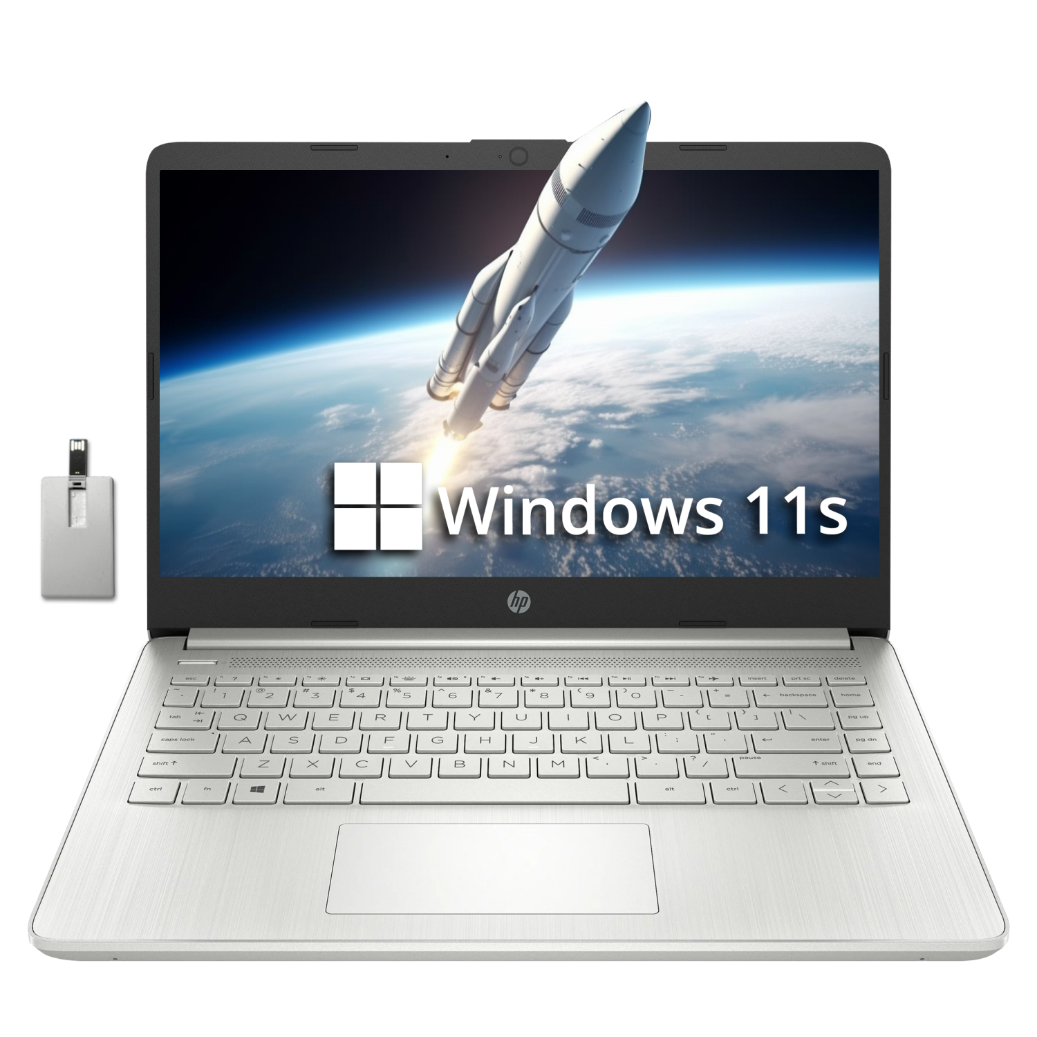 HP Premium Stream 14" HD BrightView Laptop, Intel Celeron N4120, 64GB eMMC, 16GB RAM, Intel UHD Graphics, 1 Year Office 365, Win 11s, Silver, 128GB Docking Station Set