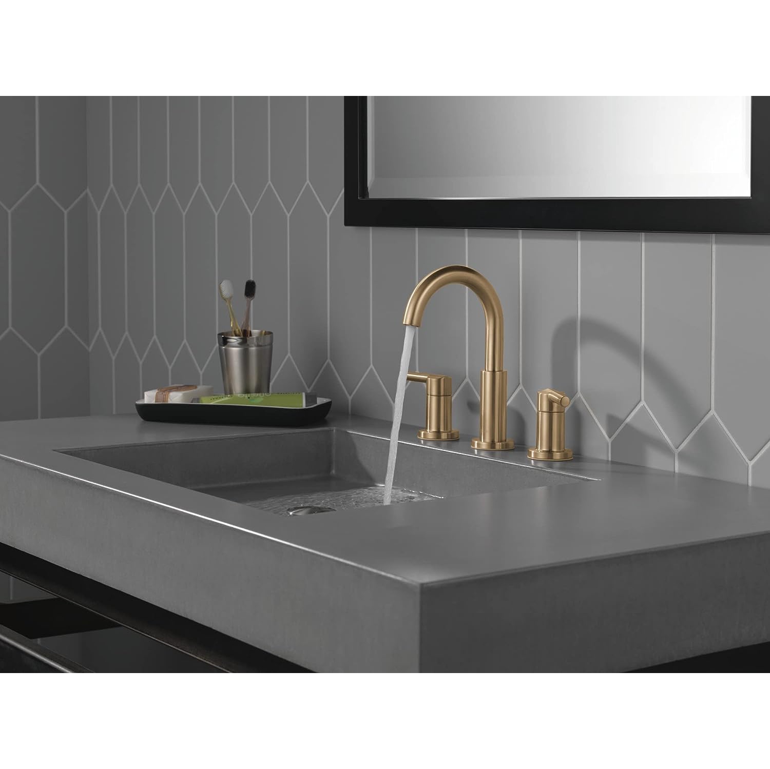 Robinet de lavabo Delta Nipoli, large, 3 trous, robinet de lavabo de salle de bain doré, drain, bronze champagne 35749LF-CZ