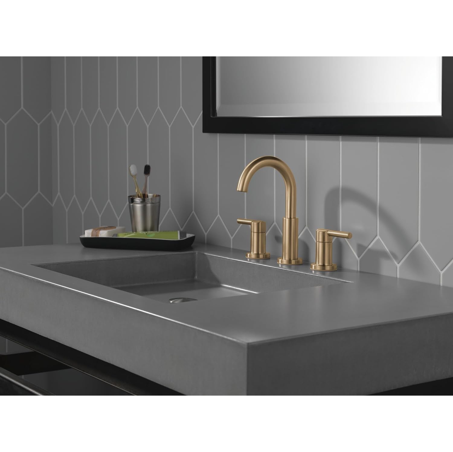 Robinet de lavabo Delta Nipoli, large, 3 trous, robinet de lavabo de salle de bain doré, drain, bronze champagne 35749LF-CZ
