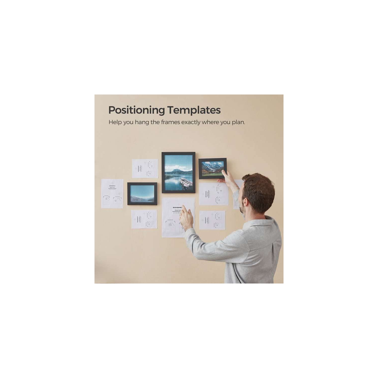 SONGMICS Collage Picture Frames, Set of 10 Photo Frames, Collage Frames, Clear Glass Front, Ink Black URPF10B