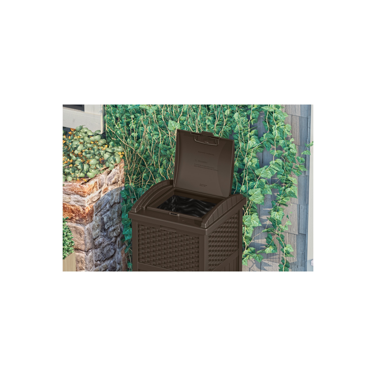 Suncast - Wicker Trash Hideaway® - Java