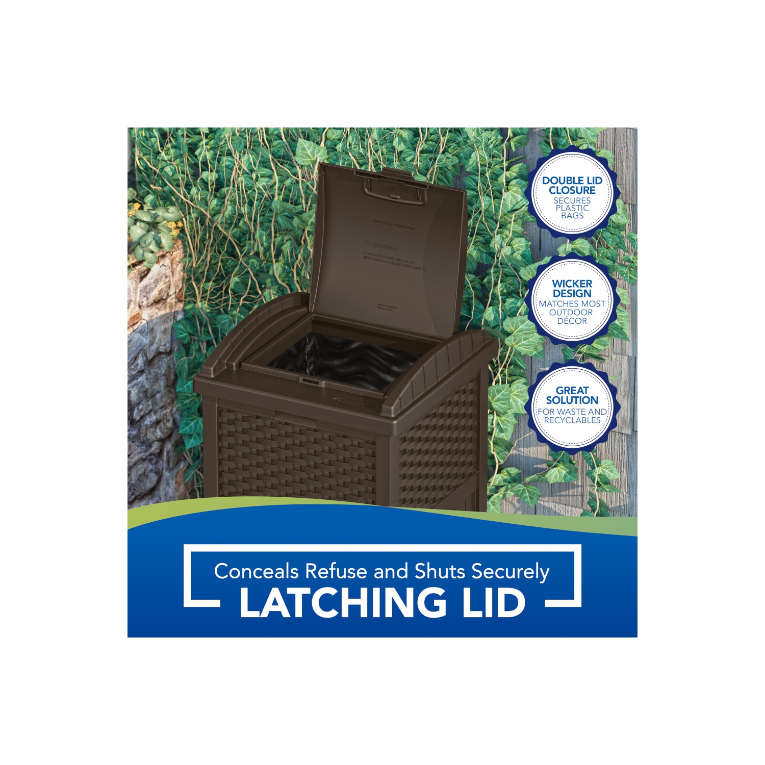 Suncast - Wicker Trash Hideaway® - Java