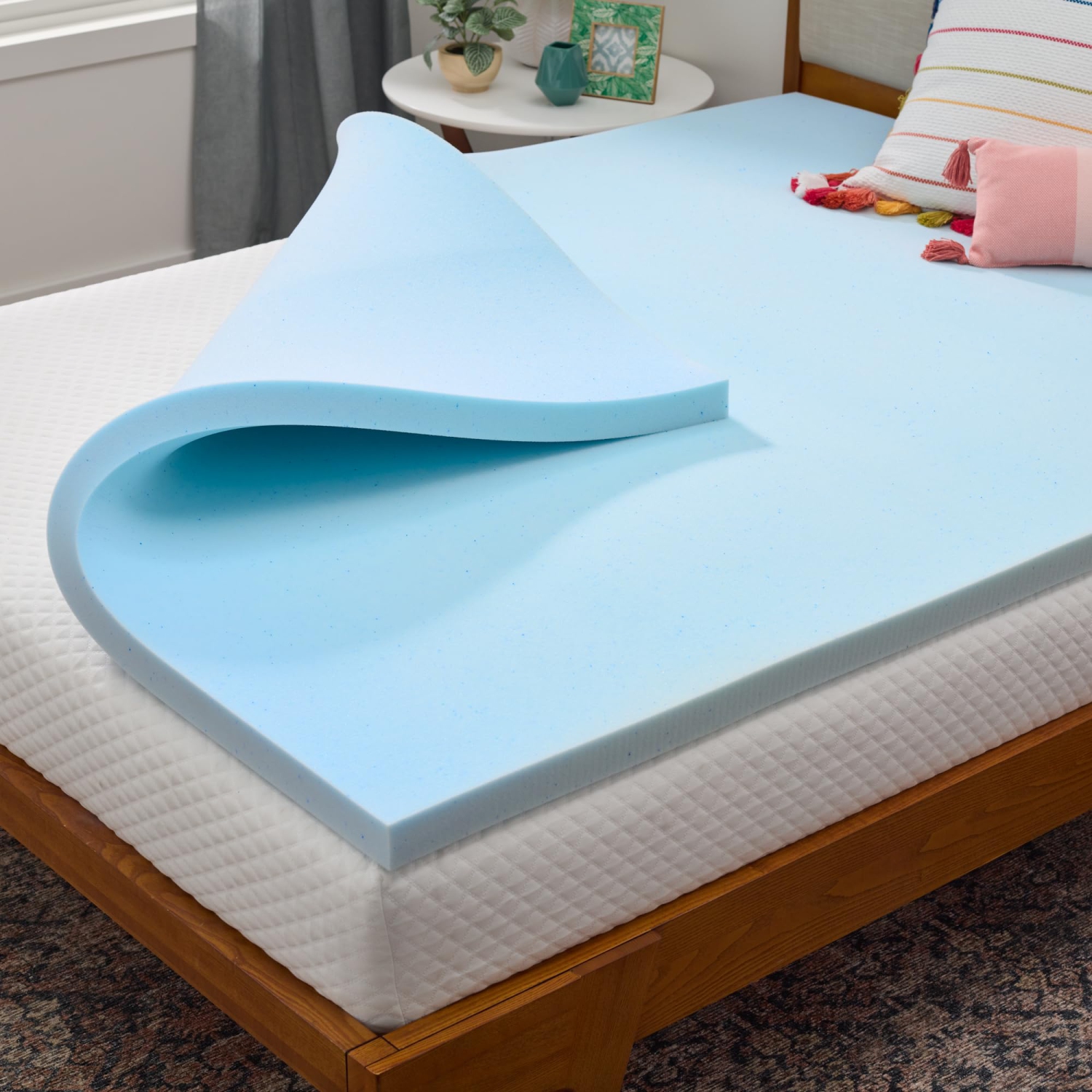Surmatelas de 2 po en mousse à mémoire Linenspa, surmatelas en gel infusé, certification CertiPUR-US pour grand lit