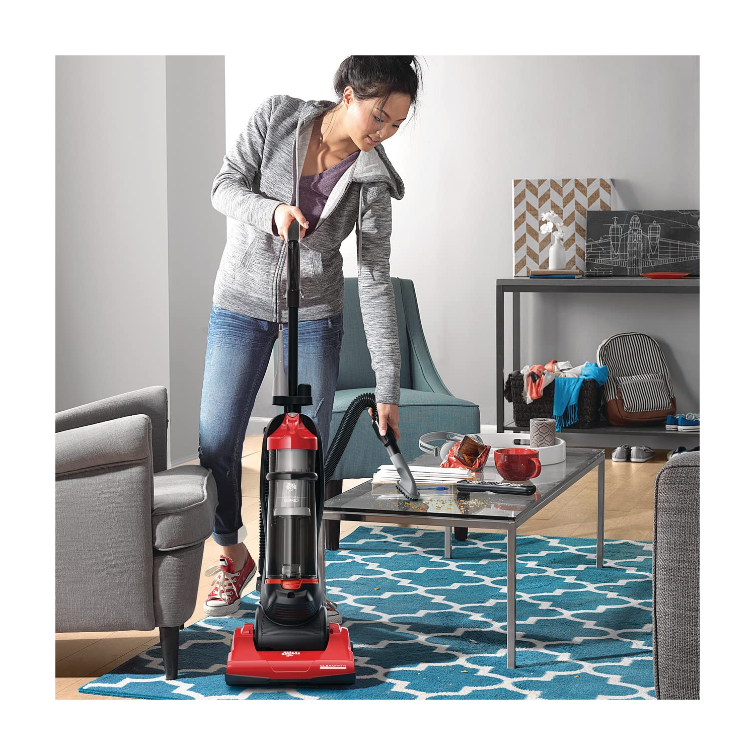 Dirt Devil Endura Lite Bagless Vacuum Cleaner, Small Upright for Carpet and Hard Floor, Lightweight, UD20121, Red