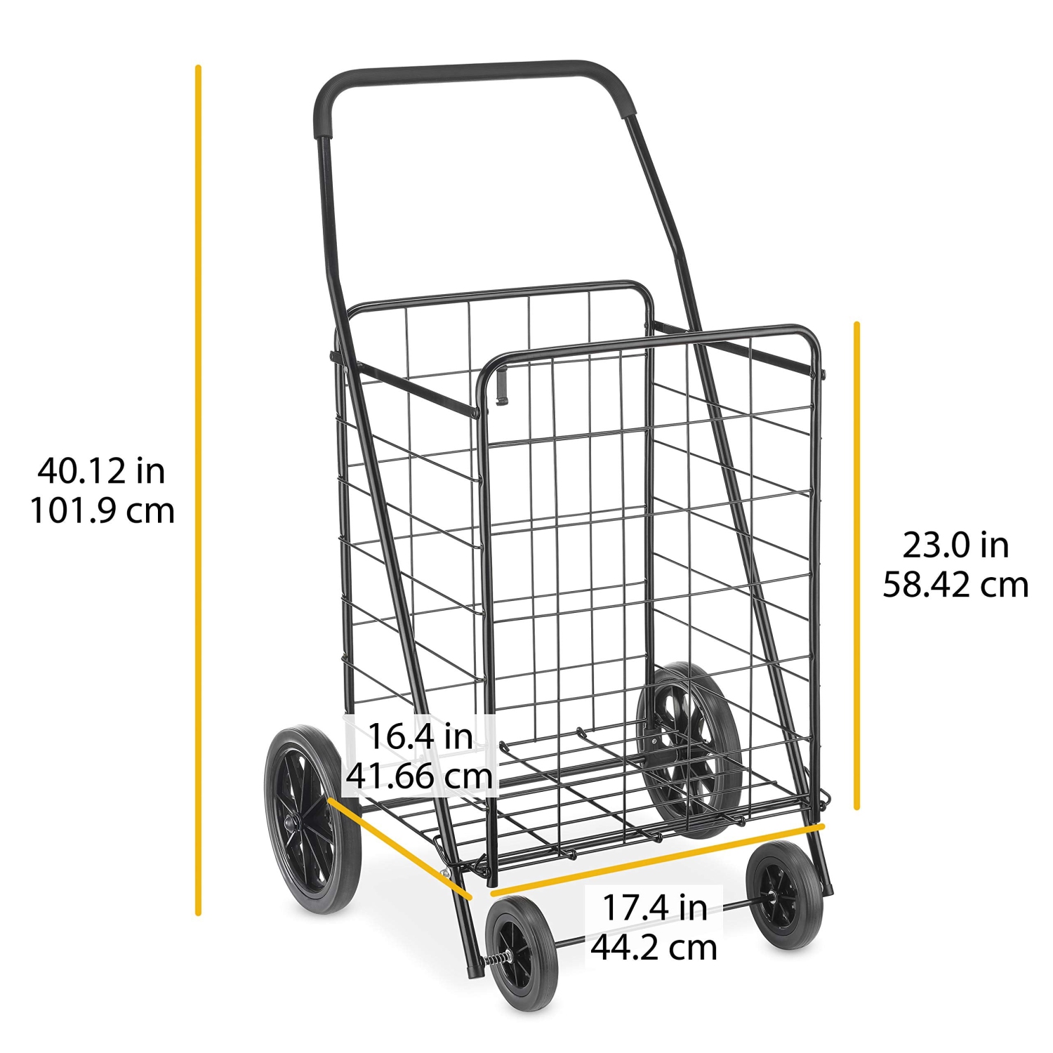 Whitmor – Chariot utilitaire à roulettes de luxe 6318-2678, noir, très grand