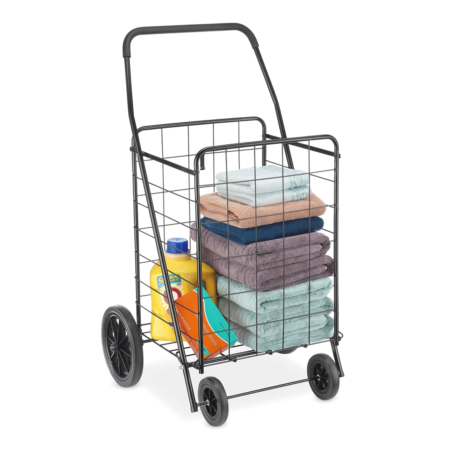 Whitmor – Chariot utilitaire à roulettes de luxe 6318-2678, noir, très grand