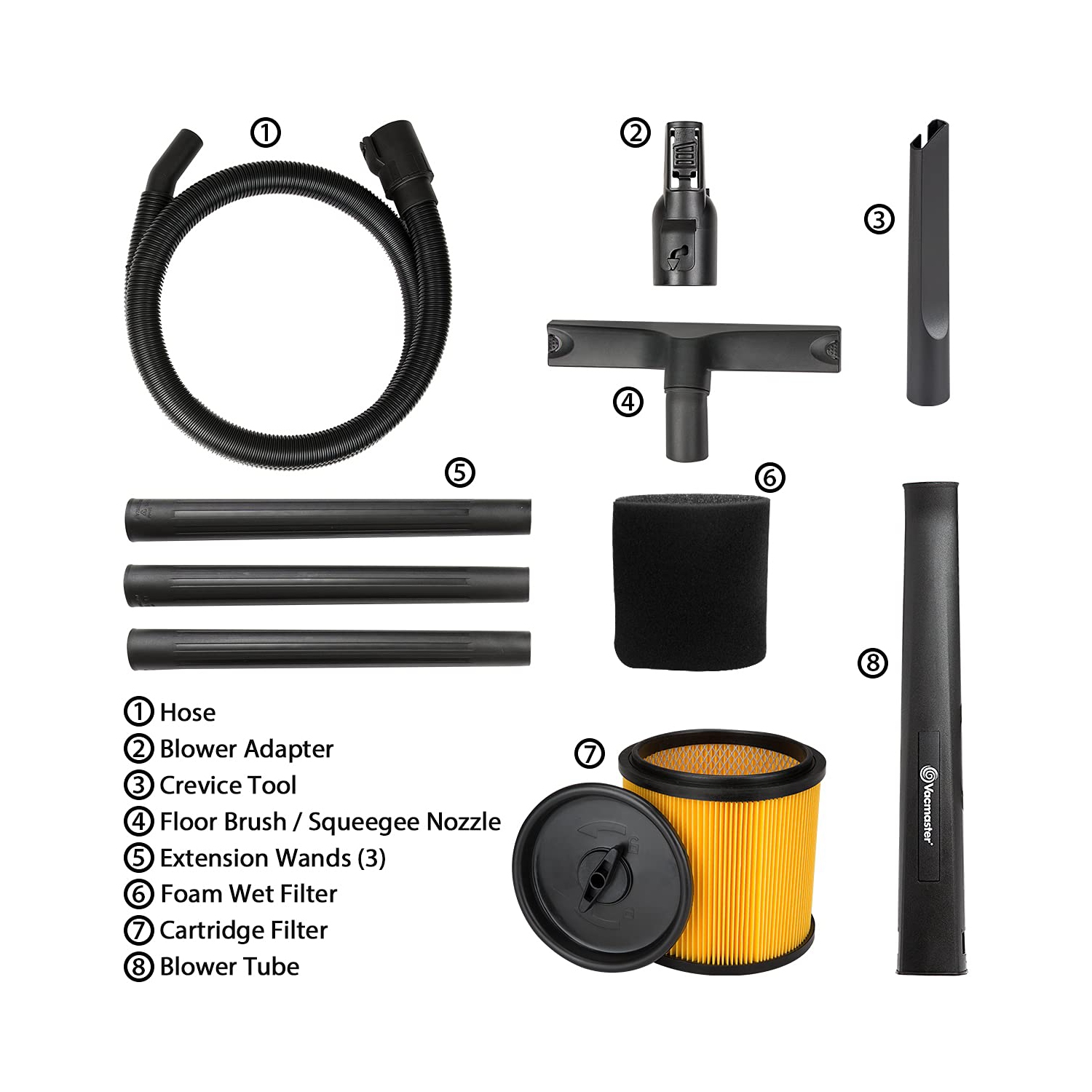 Vacmaster VBVB611PF 1101 6 Gallon 5 Peak HP Wet Dry Shop Vacuum 1-1/4 Inch Hose Powerful Suction with Detachable Blower