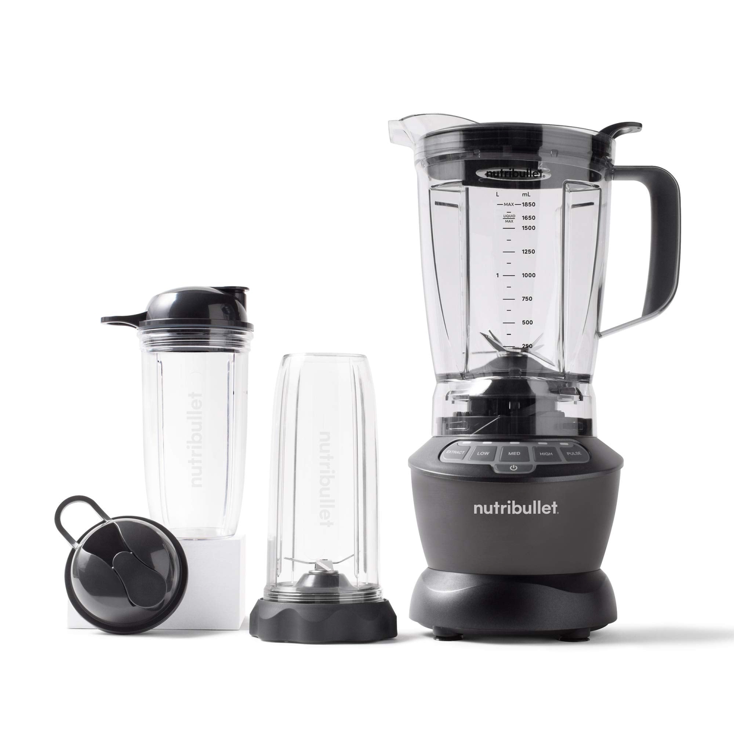 NutriBullet ZNBF30500ZC Blender Combo 1200 Watt, with Single Serve Cups, Dark Gray