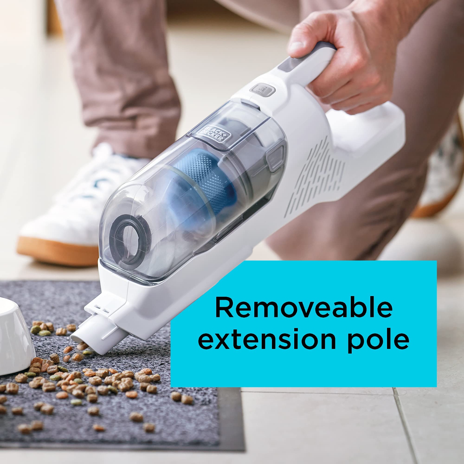 BLACK+DECKER POWERSERIES+ 16V MAX Cordless Stick Vacuum with LED Floor Lights, Lightweight, Multi-Surface, White (BHFE..