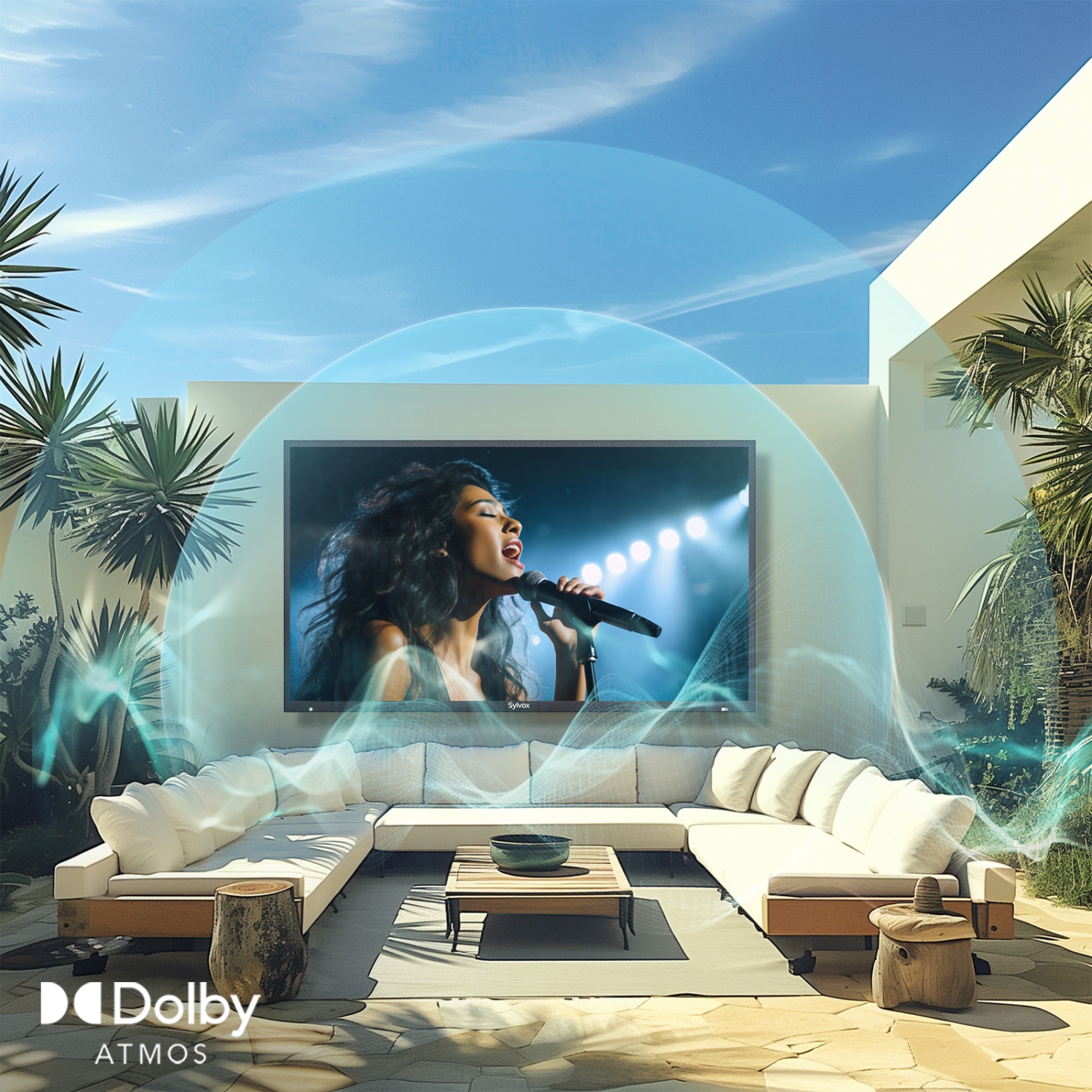 SYLVOX Outdoor TV, 75'' QLED Smart TV, IP55 Waterproof, Dolby Atmos HDR 10, Voice Remote,1000nits Weatherproof Television, Chromecast Built-in for