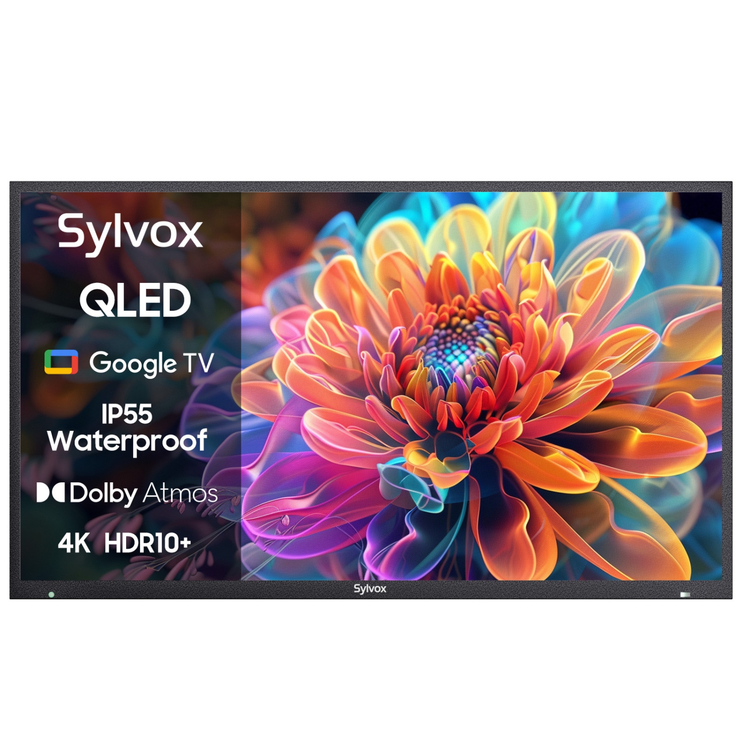 SYLVOX Outdoor TV, 55'' QLED Smart TV, IP55 Waterproof, Dolby Atmos HDR 10, Voice Remote,1000nits Weatherproof Television, Chromecast Built-in for