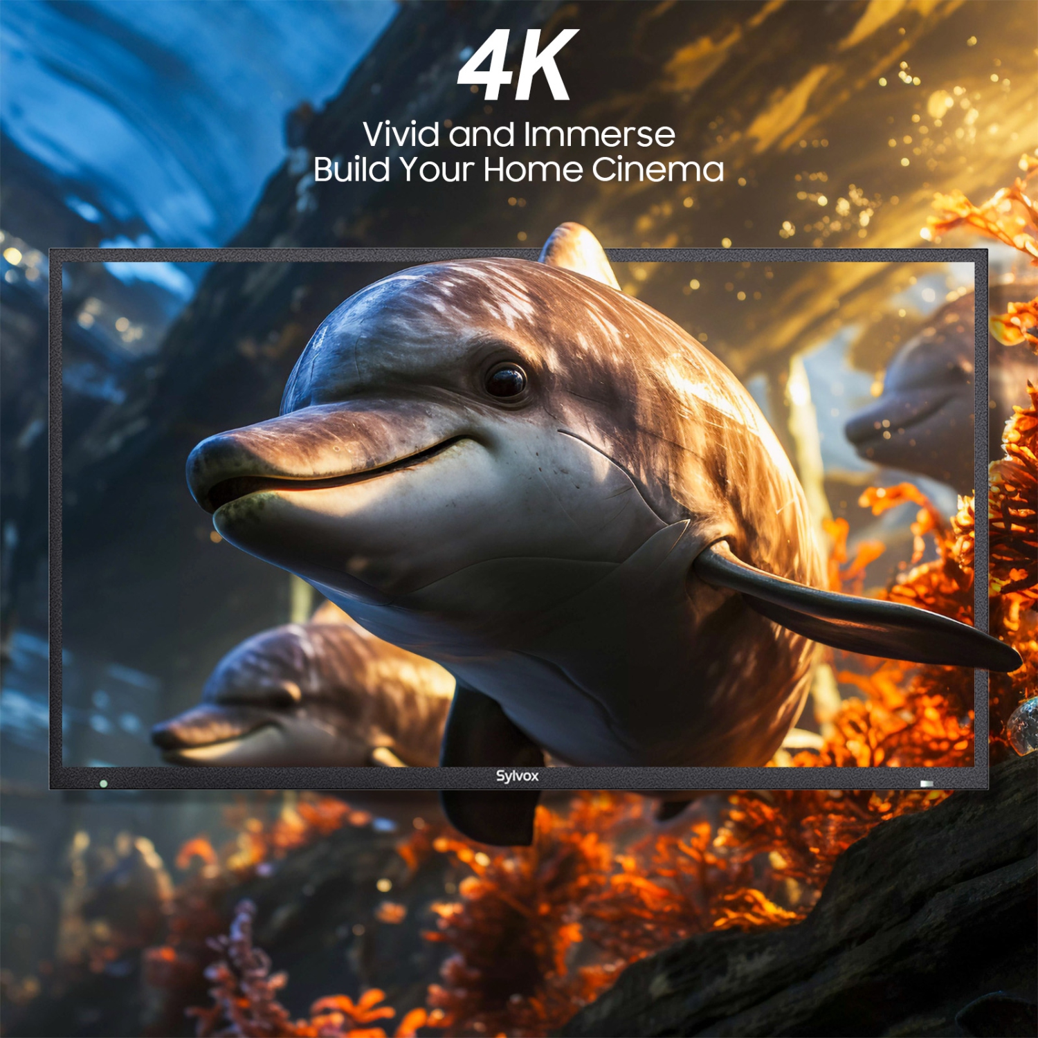 SYLVOX Outdoor TV, 55'' QLED Smart TV, IP55 Waterproof, Dolby Atmos HDR 10, Voice Remote,1000nits Weatherproof Television, Chromecast Built-in for