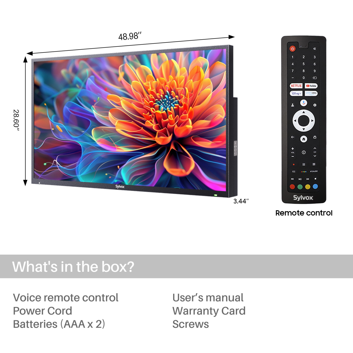 SYLVOX Outdoor TV, 55'' QLED Smart TV, IP55 Waterproof, Dolby Atmos HDR 10, Voice Remote,1000nits Weatherproof Television, Chromecast Built-in for