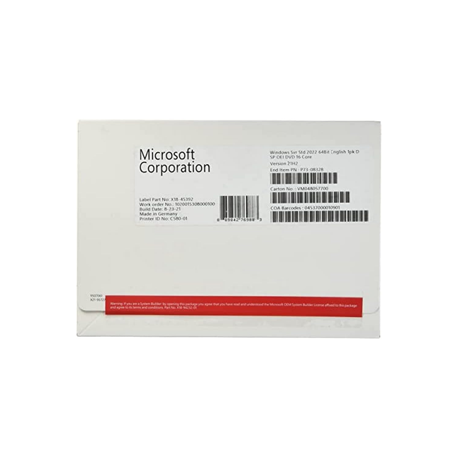 Microsoft Windows Server 2022 Standard | licence de base avec support et clé | 16 Core