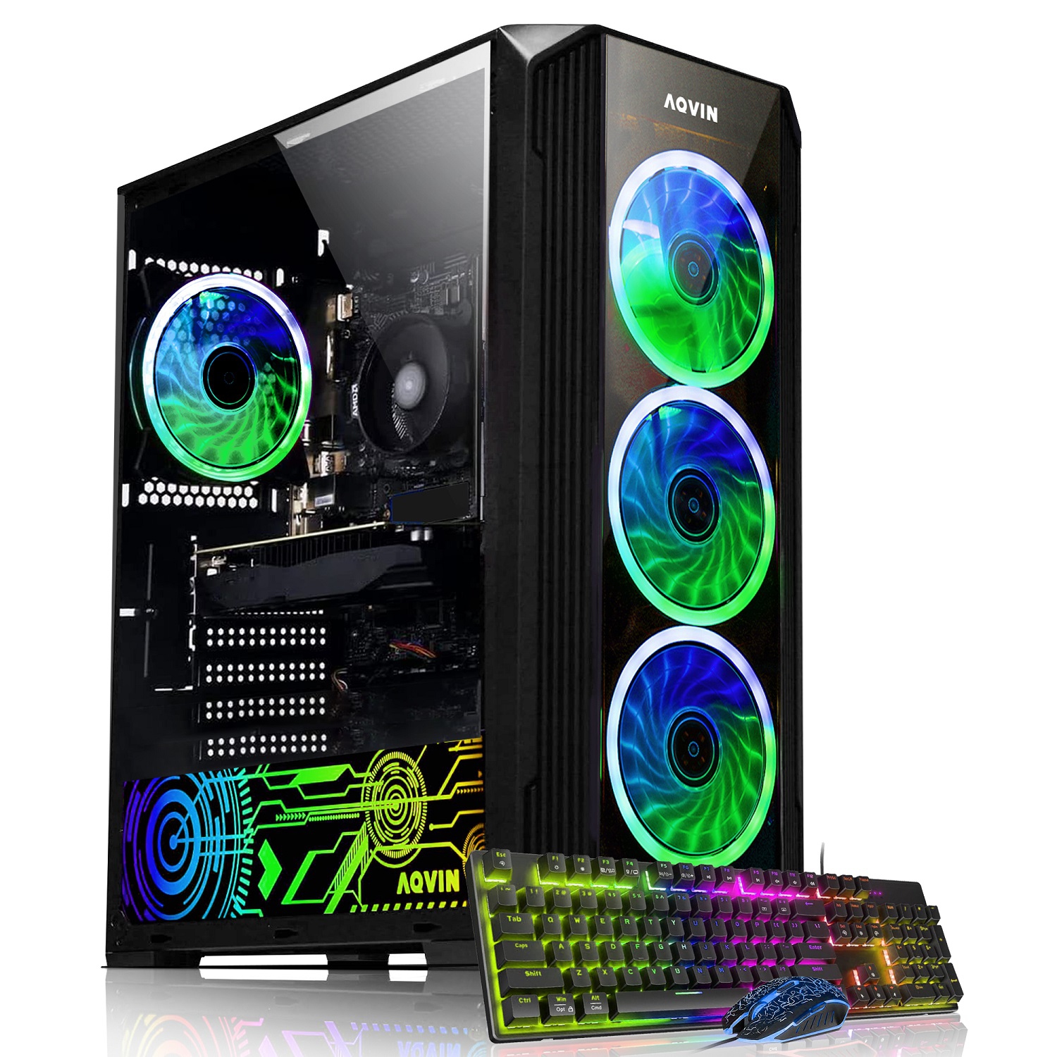 AQVIN ZForce Gaming PC ~ AMD Ryzen 7 Processor ~ RTX 3050 6GB ~ 32GB RAM ~ 512GB SSD ~ Windows 11 Pro ~ RGB Keyboard Mouse