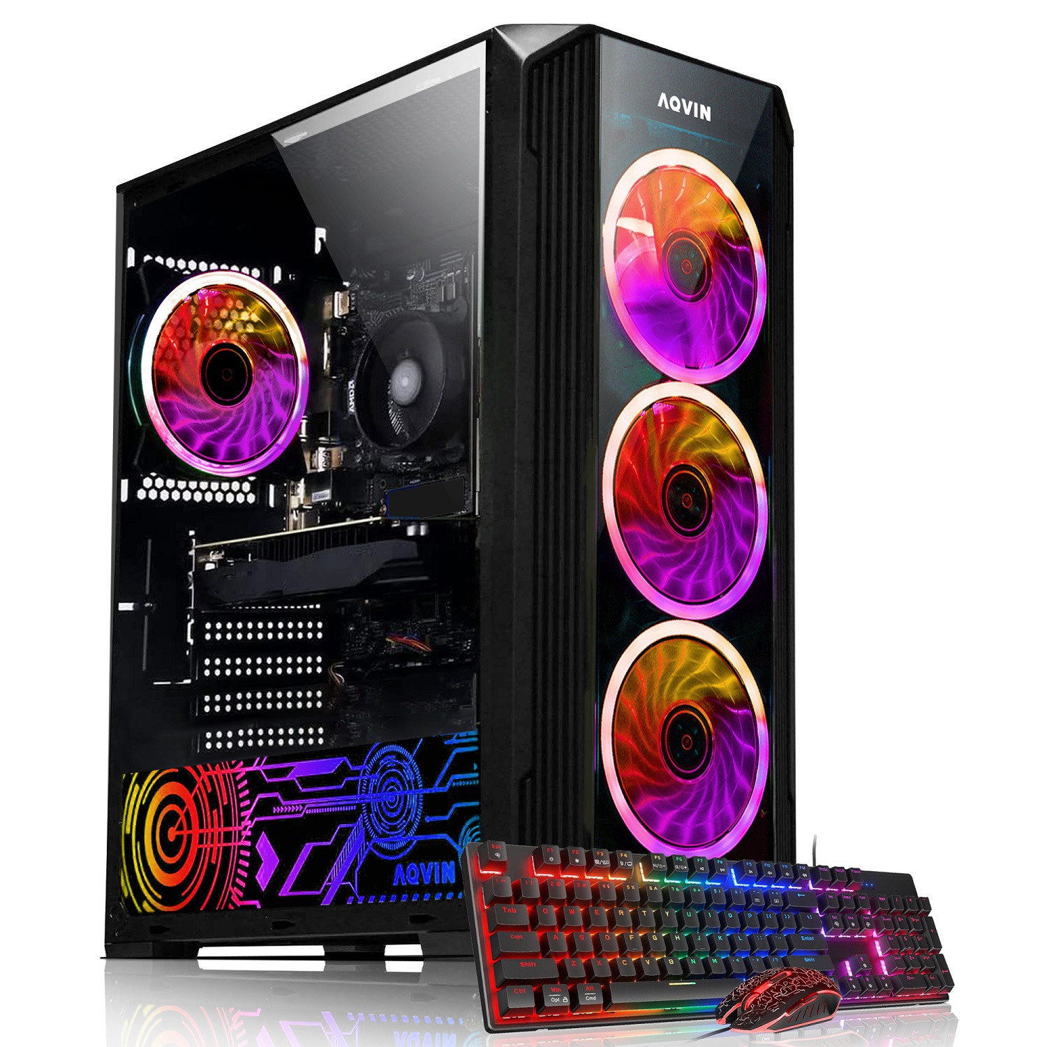 AQVIN ZForce RGB Gaming PC Computer Desktop - AMD Ryzen 7 Processor up to 4.1Ghz GeForce RTX 3050 6GB GDDR6 HDMI 16GB DDR4 RAM 512GB SSD Windows 11 Pro Wifi