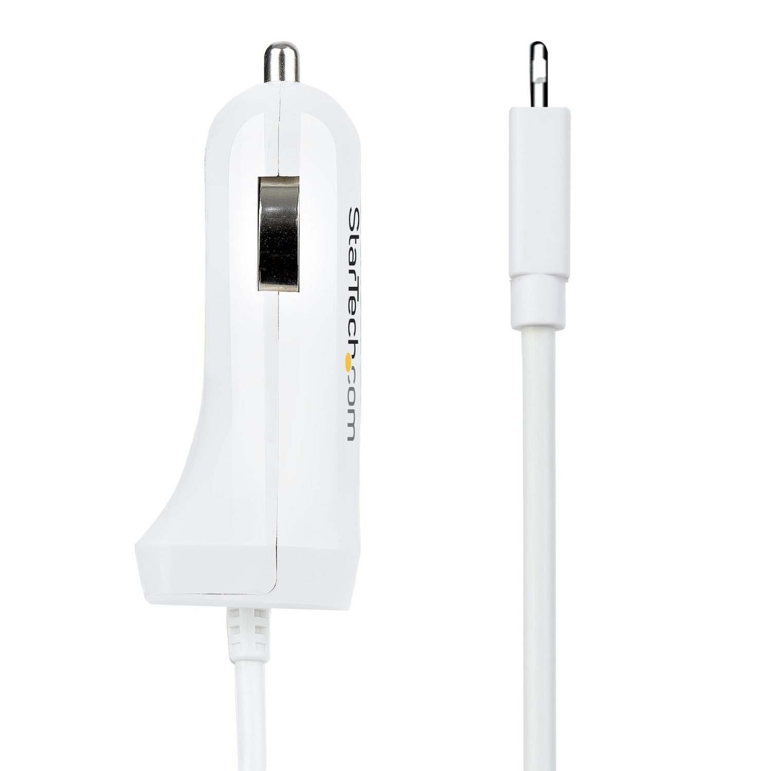 Startech Lightning Car Charger with Coiled Cable - White