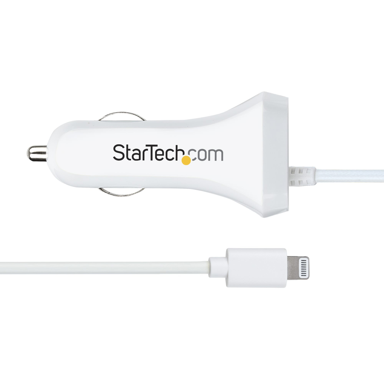 Startech Lightning Car Charger with Coiled Cable - White