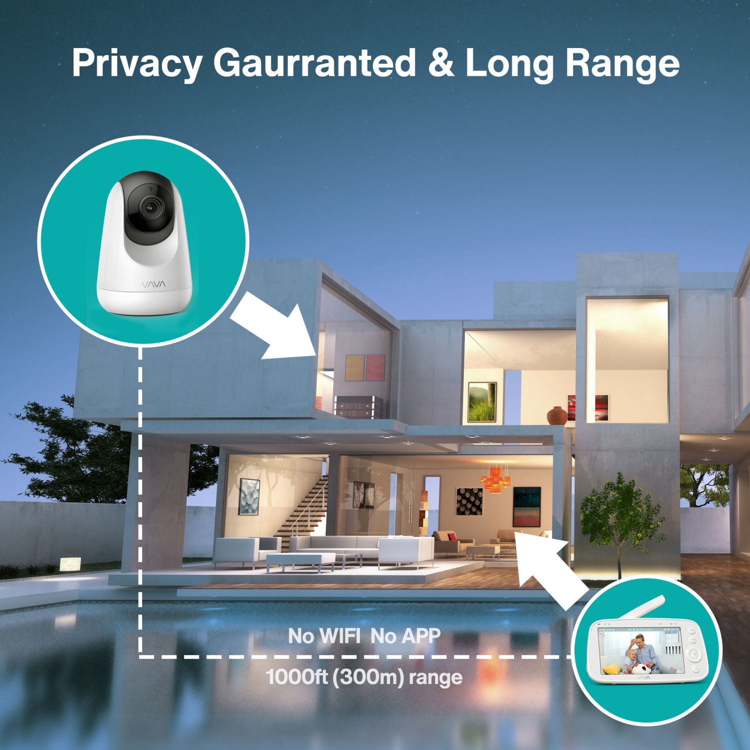 VAVA 5.5" 1080P HD Video Baby Monitor, Night Vision, Zoom/Pan/Tilt & 2-Way Audio