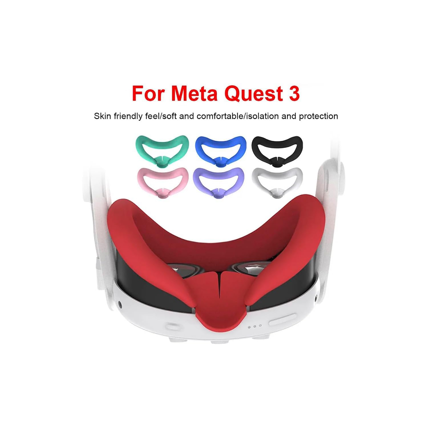 navor 7 in 1 Silicone Protective Case Cover Set for Meta Quest 3 VR Accessories Headset Controller Shell, Eyes, Face, Grip Button & Lens Cover-White