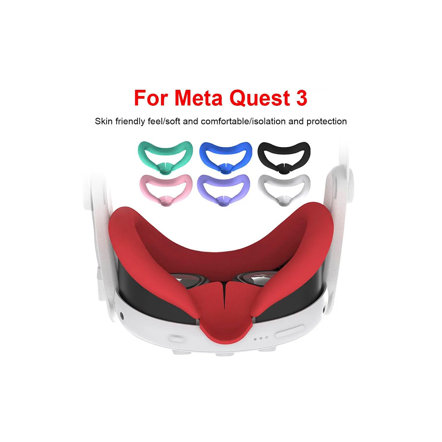 navor 7 in 1 Silicone Protective Case Cover Set for Meta Quest 3 VR Accessories Headset Controller Shell, Eyes, Face, Grip Button & Lens Cover-Green