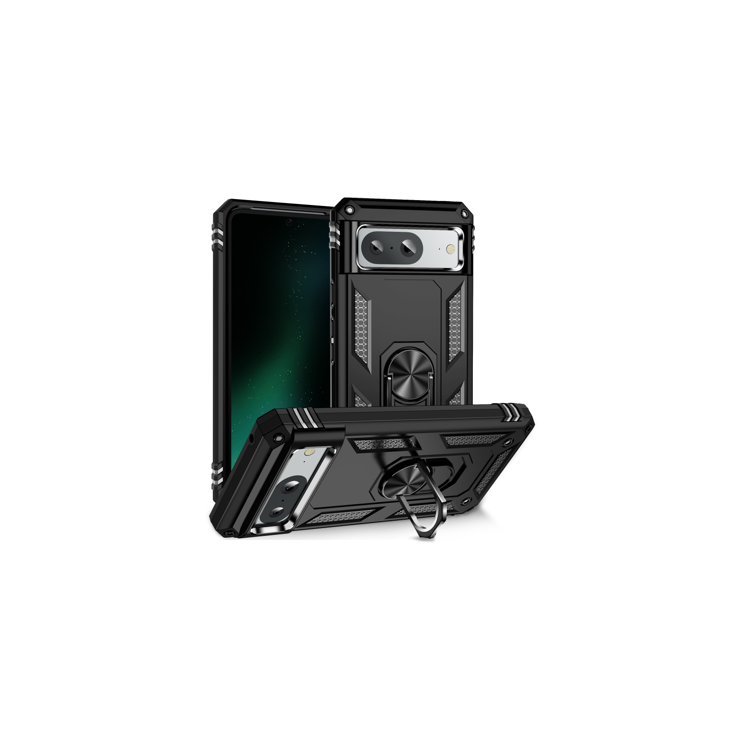 XCRS – Étui mince à deux couches, anneau magnétique intégré, béquille rotative à 360° pour Pixel 8&nbsp;A de Google