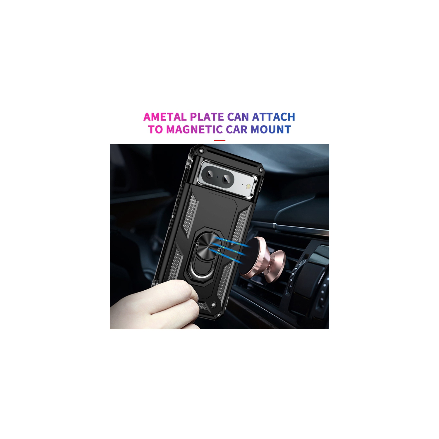 XCRS – Étui mince à deux couches, anneau magnétique intégré, béquille rotative à 360° pour Pixel 8&nbsp;A de Google