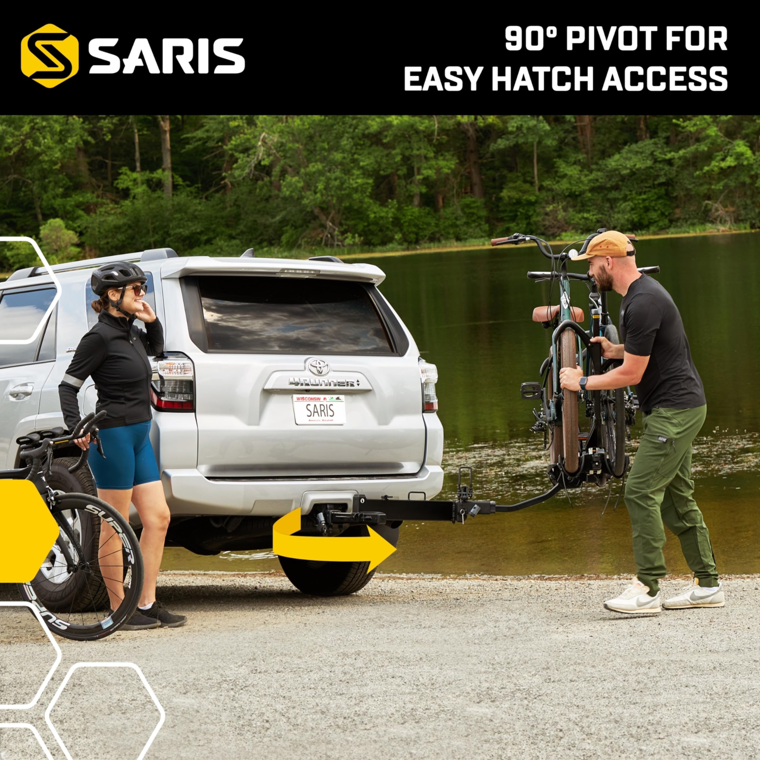 Saris Swing Away Accessory, 2" Hitch Tire Carrier Swing Adapter - Black