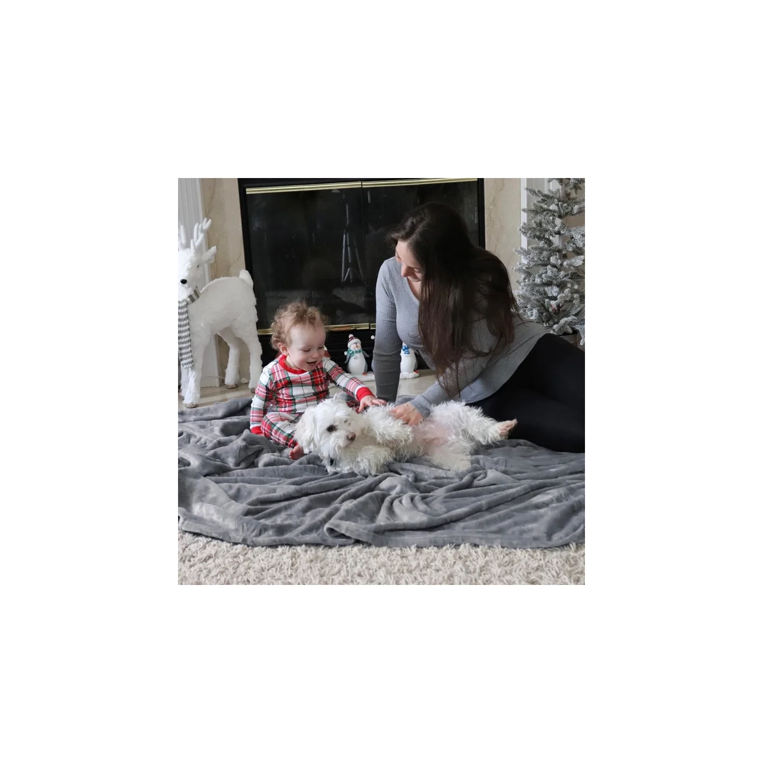 Jeté en molleton gris douillet – doux, léger et moelleux, 50 x 60 po pour canapé et canapé