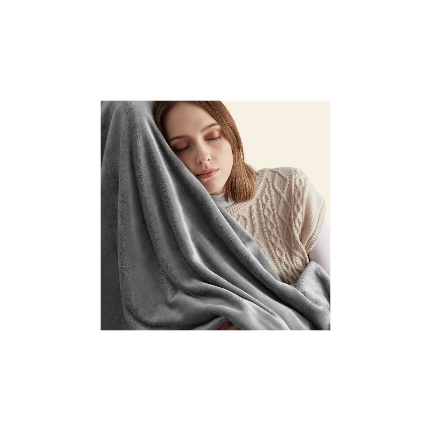 Jeté en molleton gris douillet – doux, léger et moelleux, 50 x 60 po pour canapé et canapé