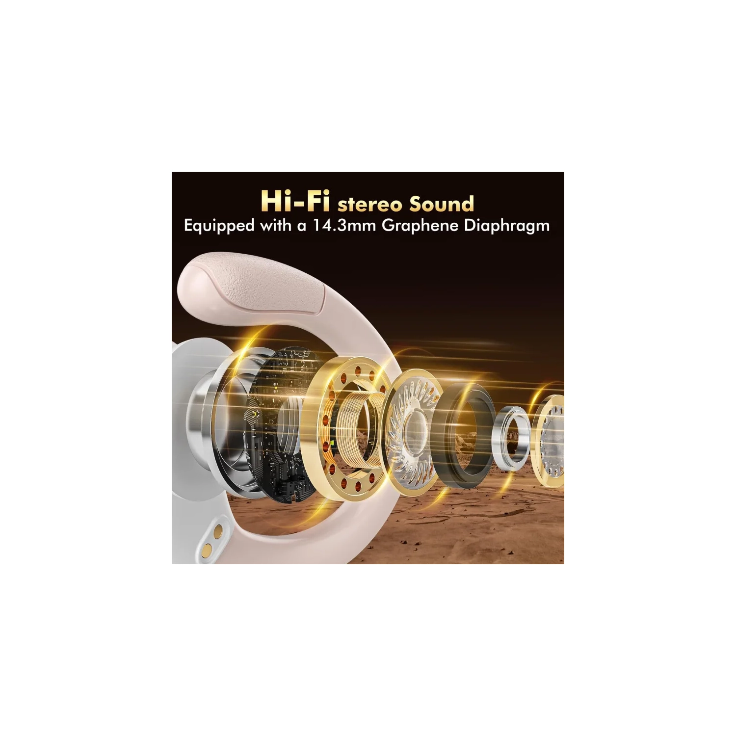 Wireless Bluetooth Earbuds with 80hrs Playback, Noise Canceling Mic & Power Display - Earhooks for Sports, Workout, Running