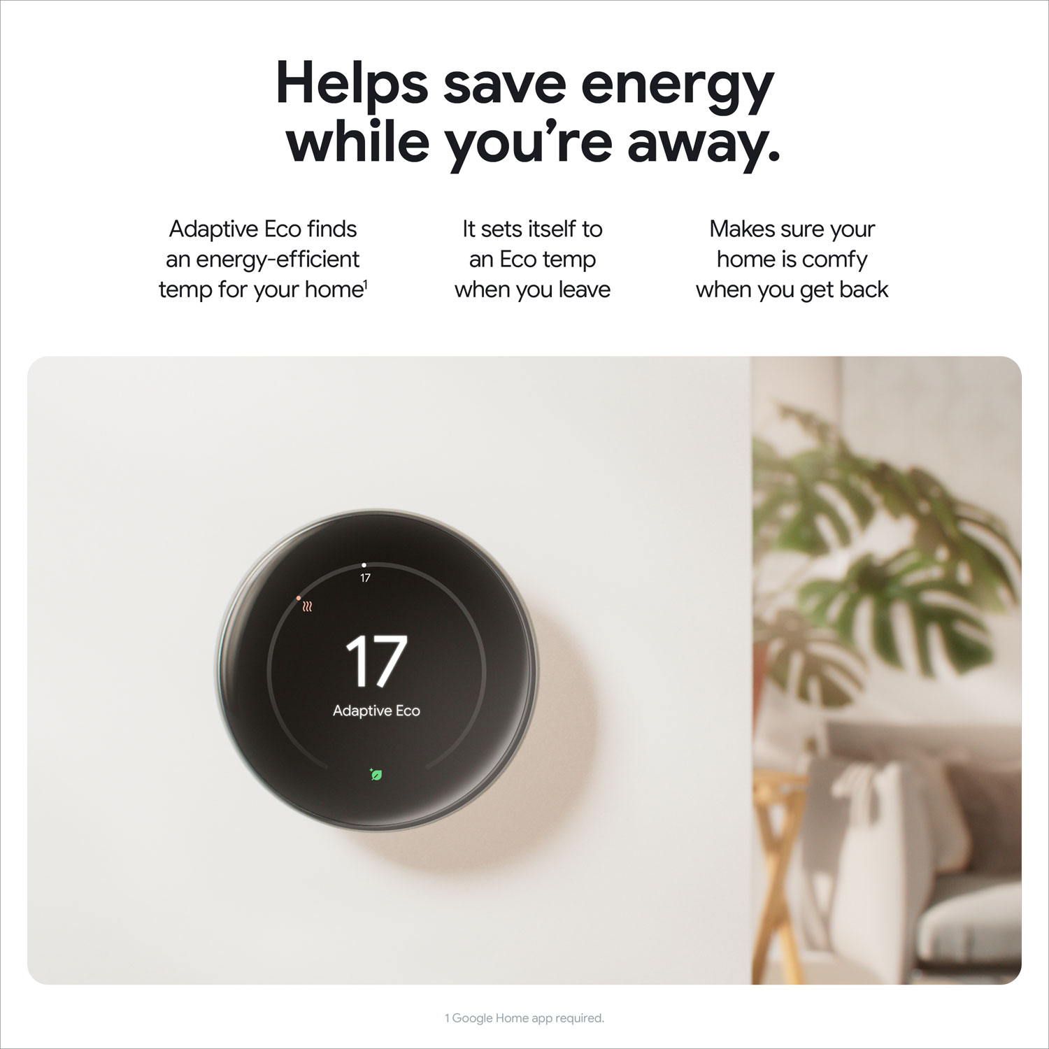 Thermostat intelligent Wi-Fi Nest Learning de Google - Noir volcanique lustré