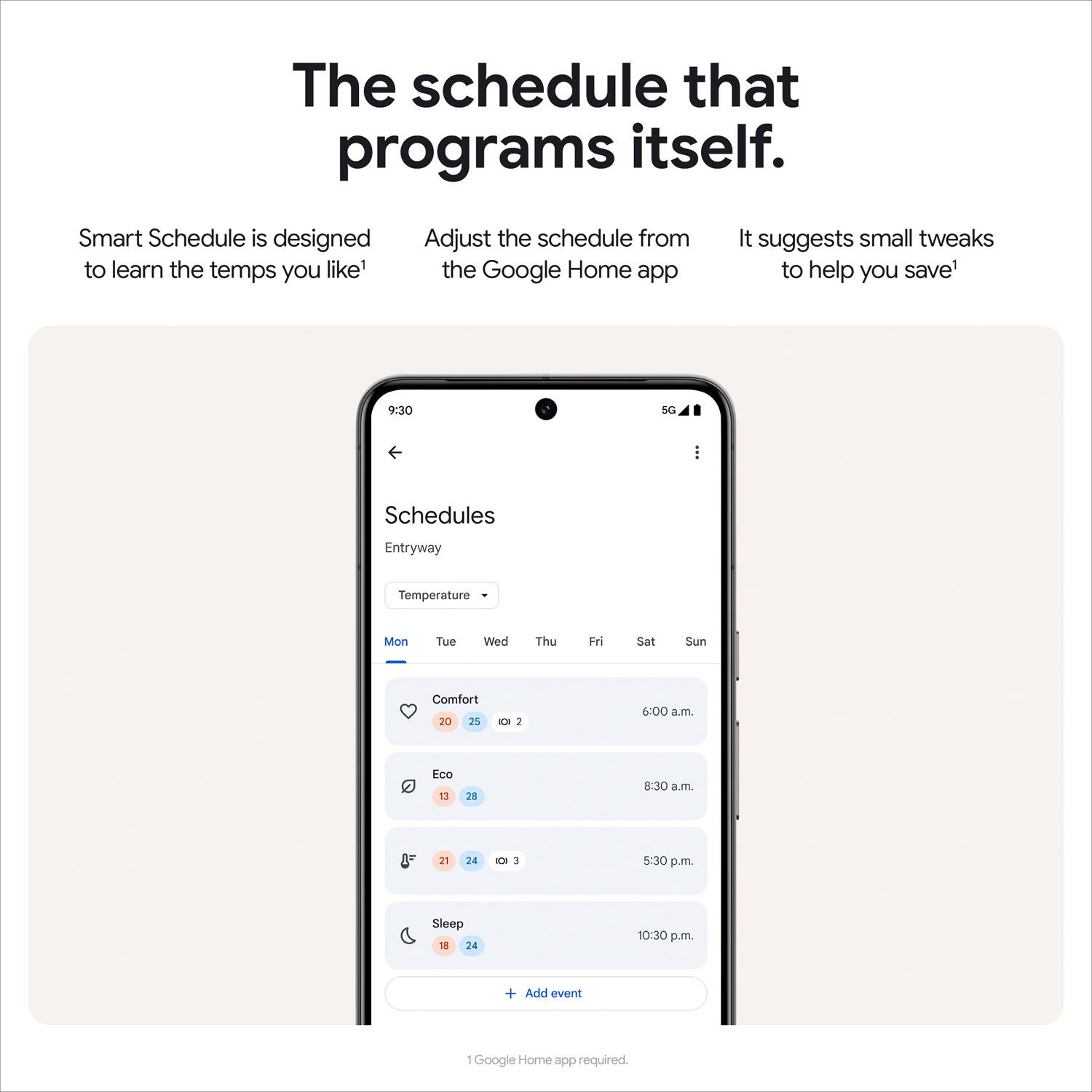 Thermostat intelligent Wi-Fi Nest Learning de Google - Noir volcanique lustré