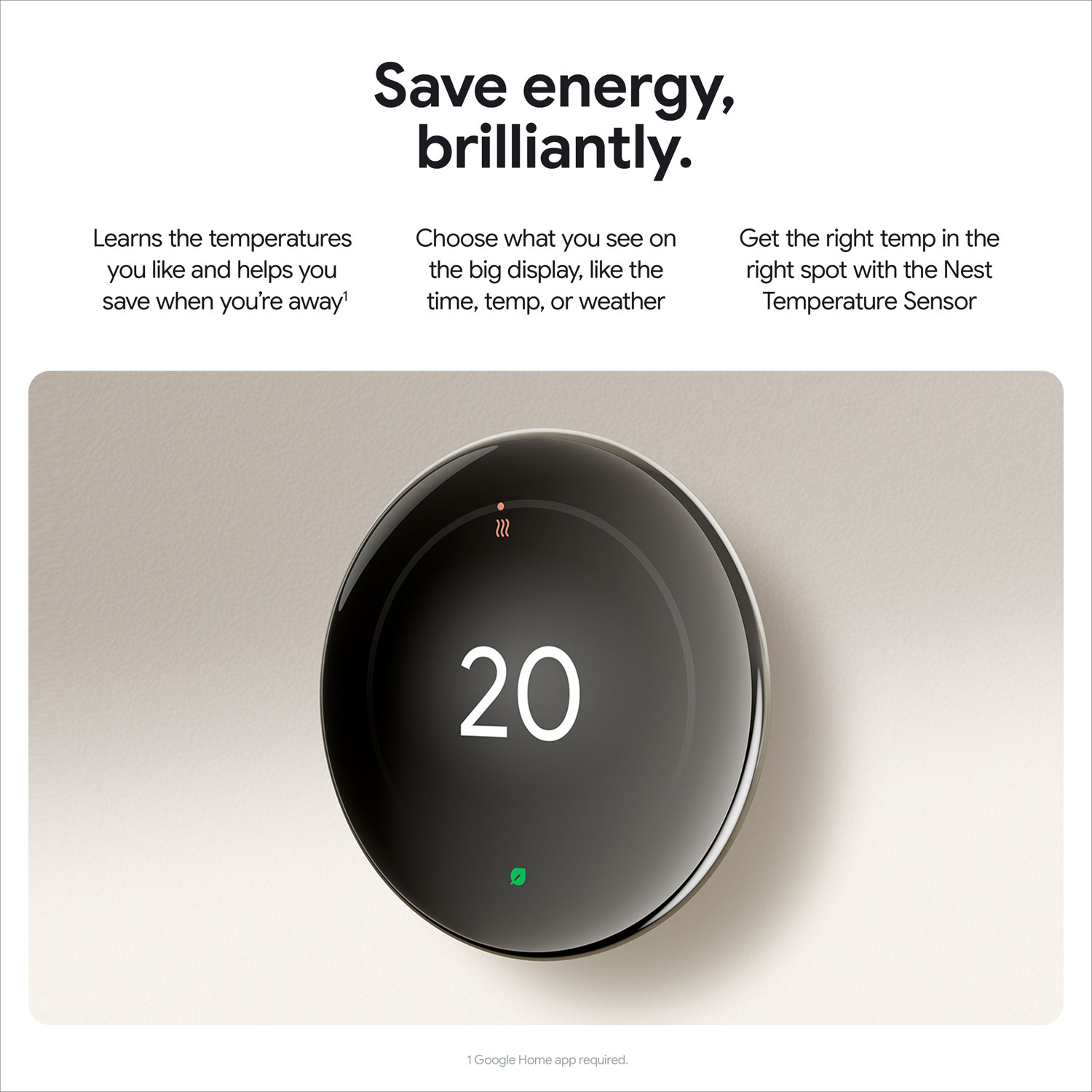 Thermostat intelligent Wi-Fi Nest Learning de Google - Or poli