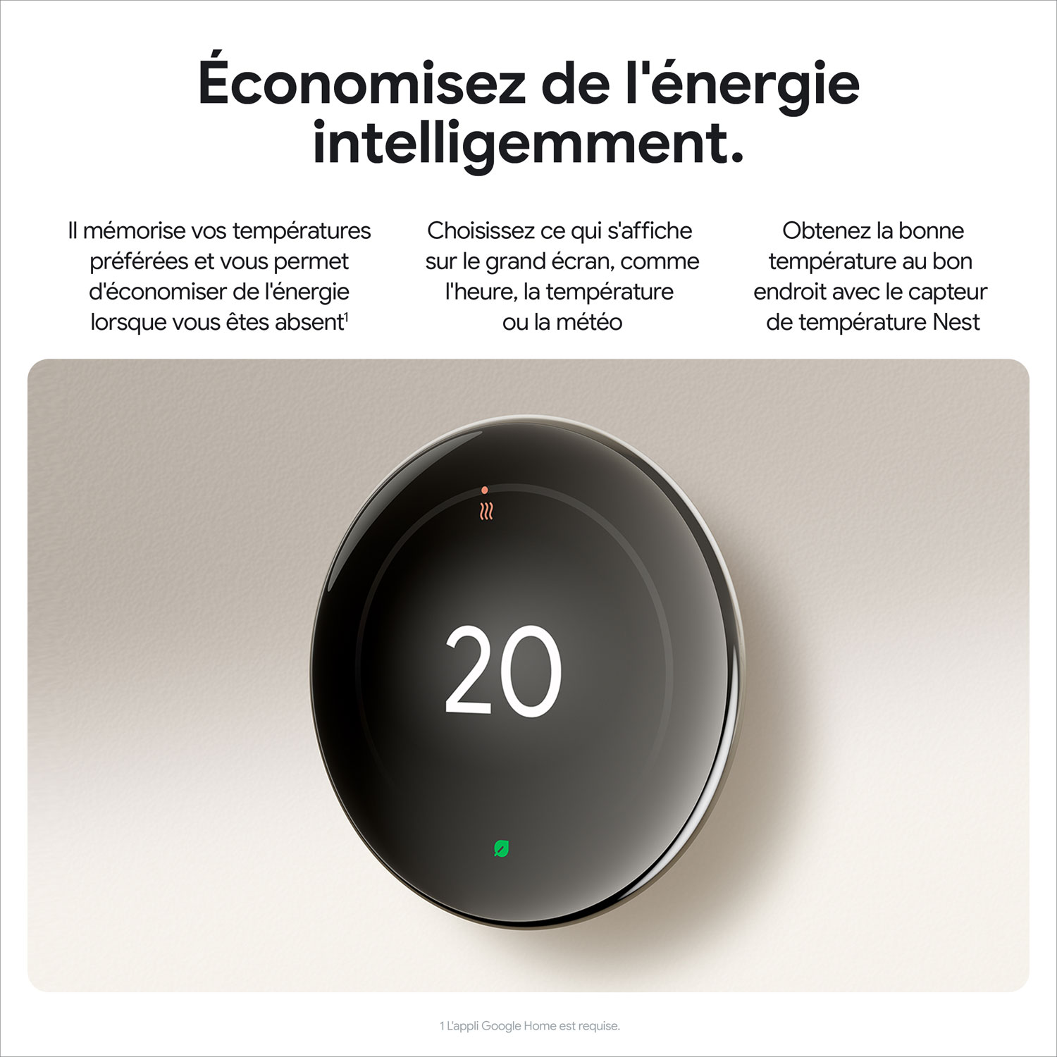 Thermostat intelligent Wi-Fi Nest Learning de Google - Or poli