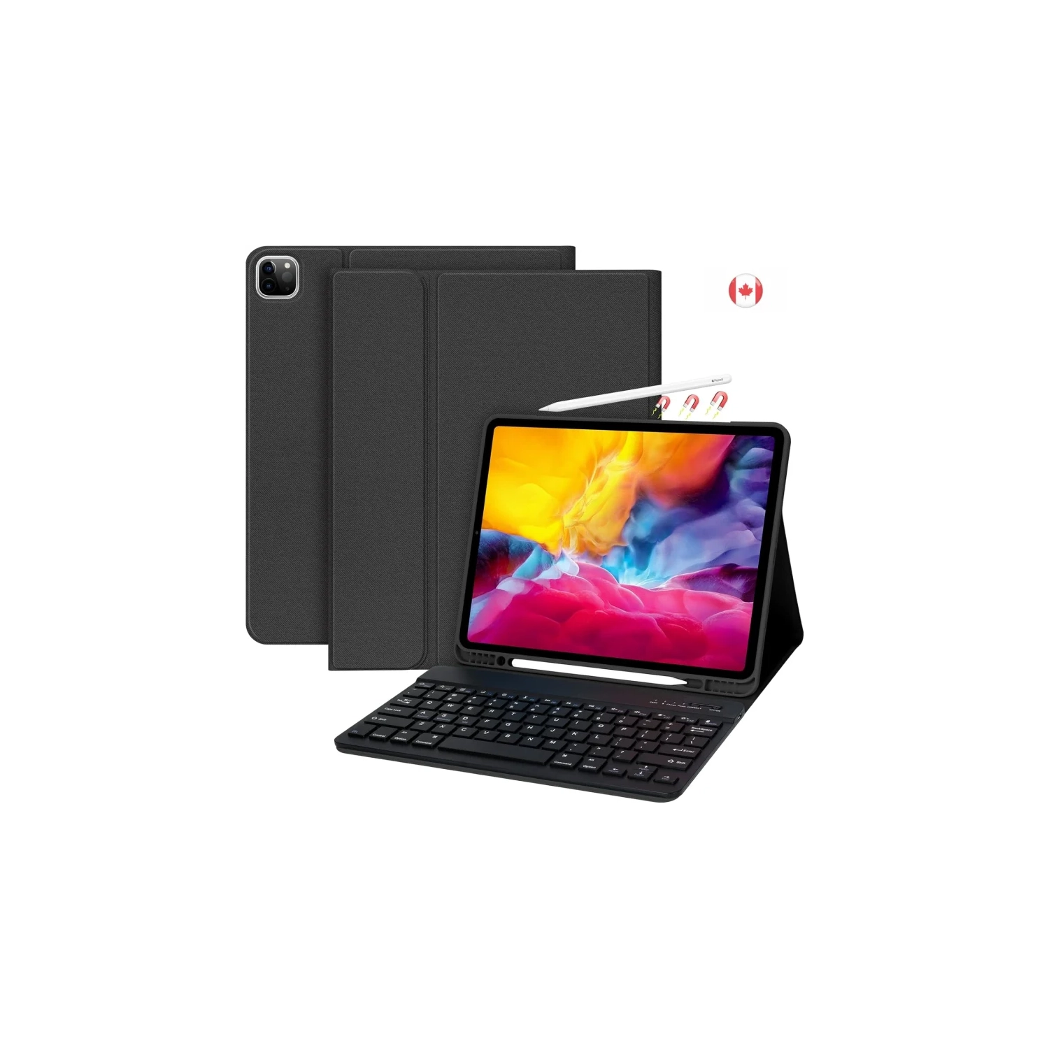 Keyboard Case for iPad Air 13 Inch 2024 & iPad Pro 12.9 Inch 2022 - Wireless Detachable Smart Magic Keyboard with Pencil Holder, Compatible with iPad