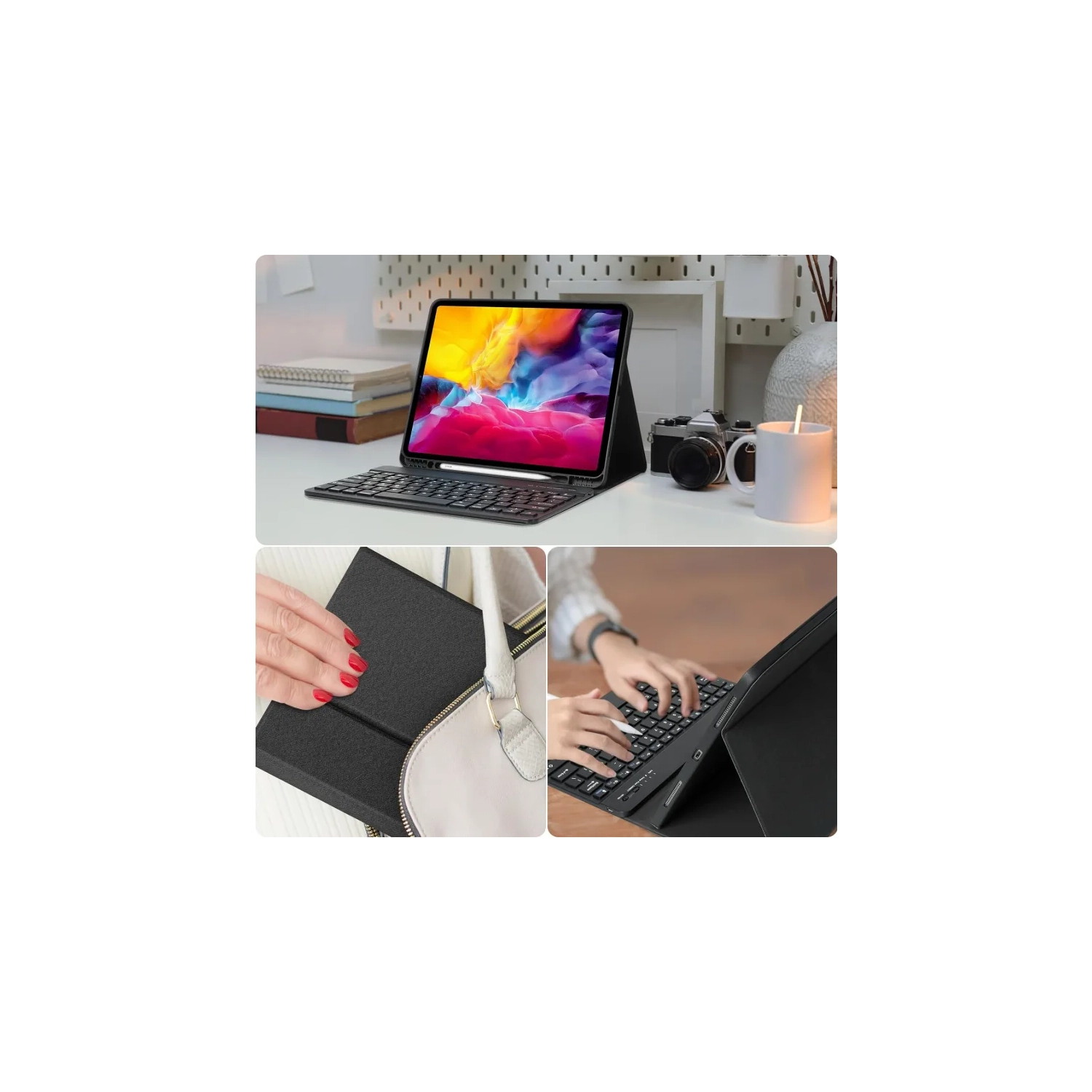 Keyboard Case for iPad Air 13 Inch 2024 & iPad Pro 12.9 Inch 2022 - Wireless Detachable Smart Magic Keyboard with Pencil Holder, Compatible with iPad