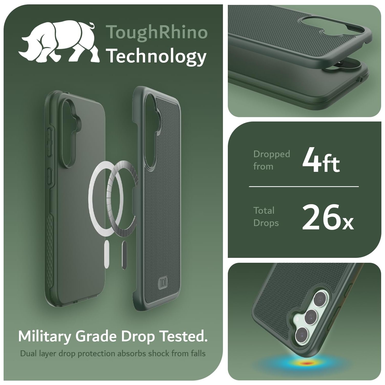 TUDIA MergeGrip Samsung Galaxy S23 FE Case Magsafe Compatible - Pine Green