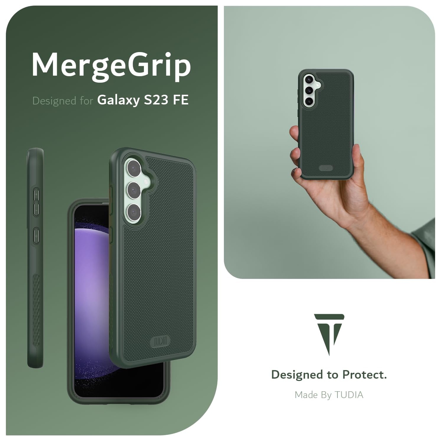 TUDIA MergeGrip Samsung Galaxy S23 FE Case Magsafe Compatible - Pine Green