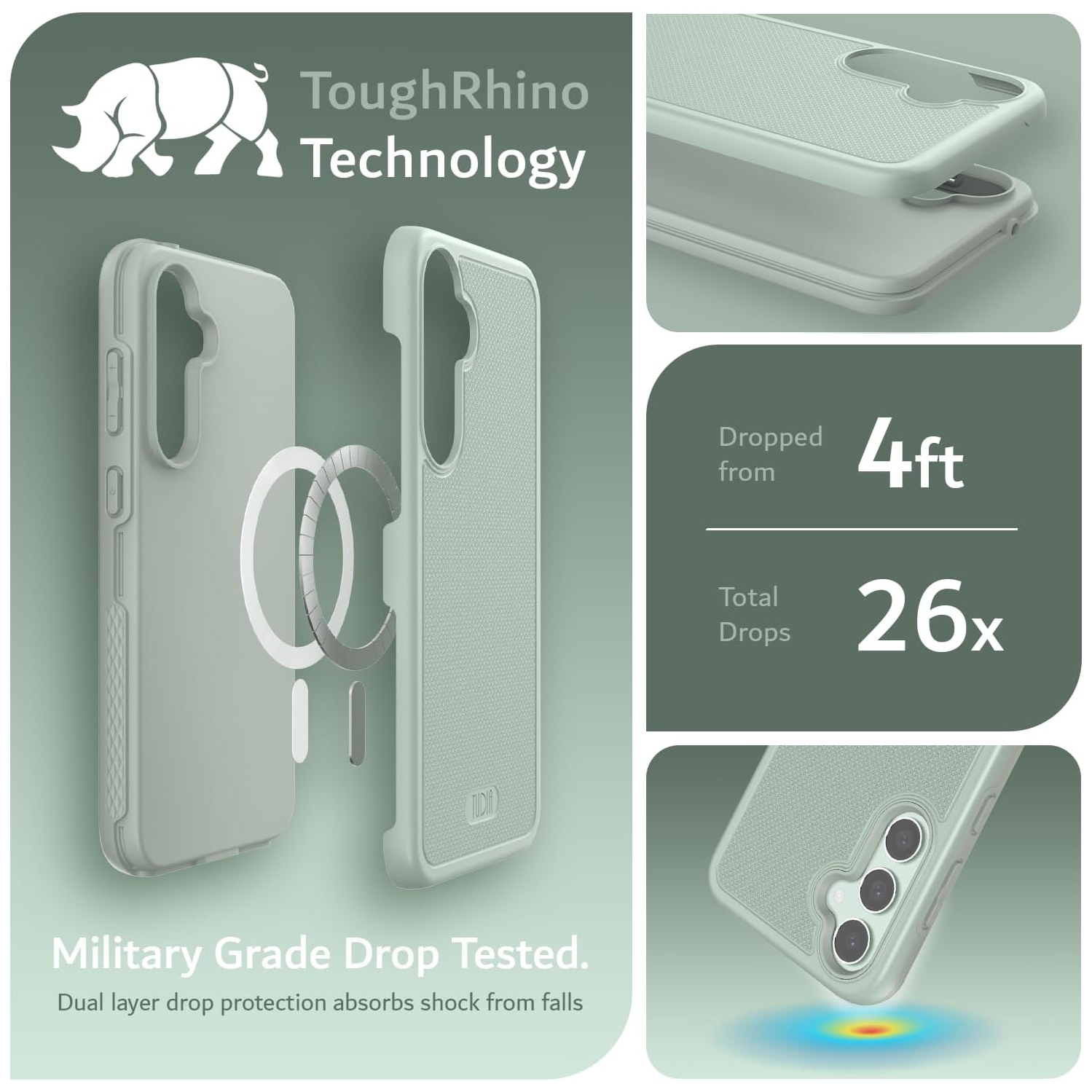 TUDIA MergeGrip Samsung Galaxy S23 FE Case Magsafe Compatible - Green Lily