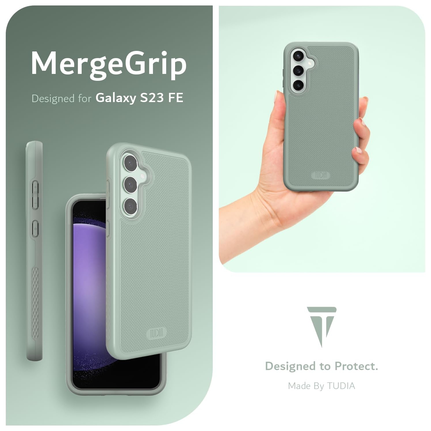 TUDIA MergeGrip Samsung Galaxy S23 FE Case Magsafe Compatible - Green Lily