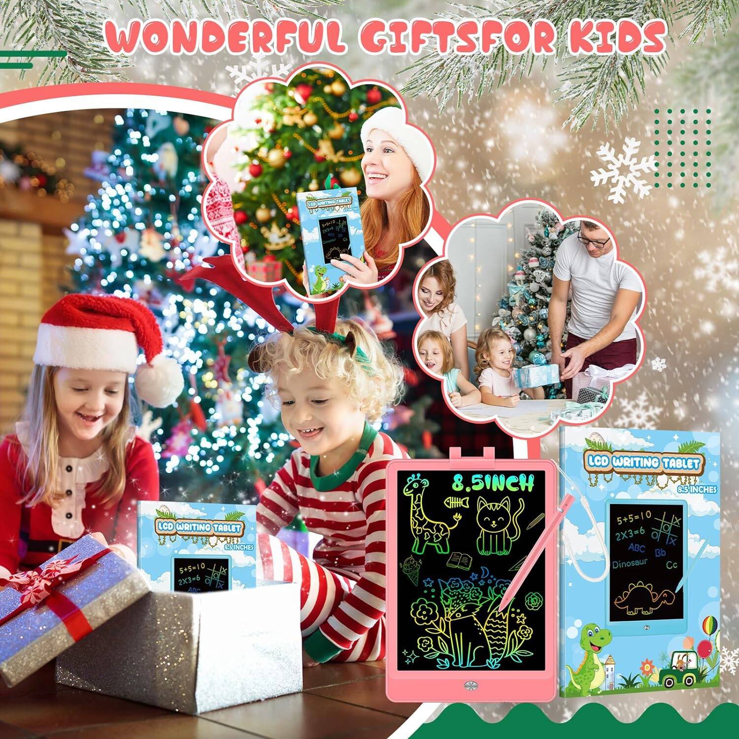 Tablette d’écriture ACL avec stylet, 8.5 po tableau effaçable pour tout-petits, tablette à dessin pour enfants, cadeau d’anniversaire de Noël