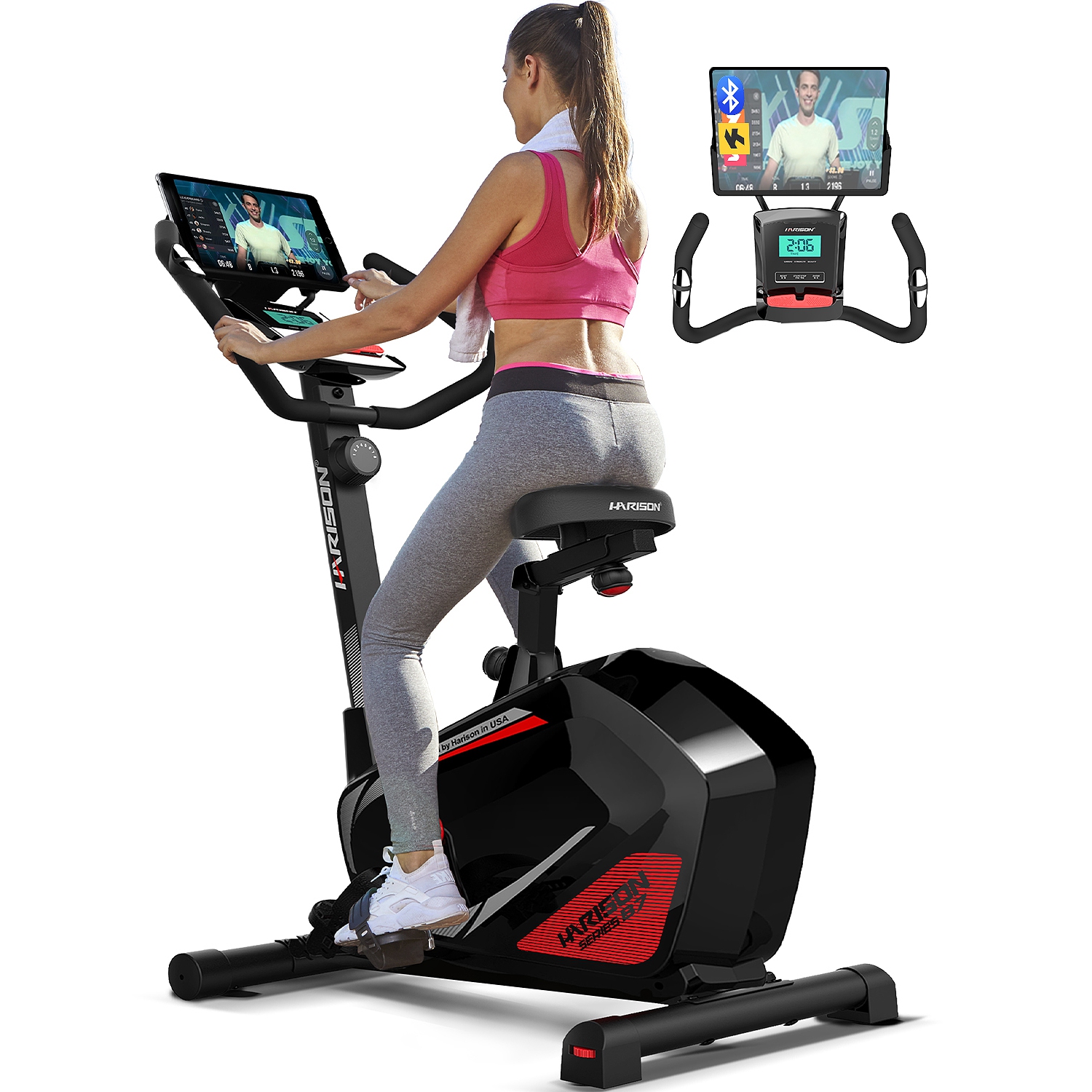 Vélo à exercice magnétique avec Bluetooth de HARISON, vélo vertical avec moniteur ACL, vélos stationnaires pour la maison 350&nbsp;lb